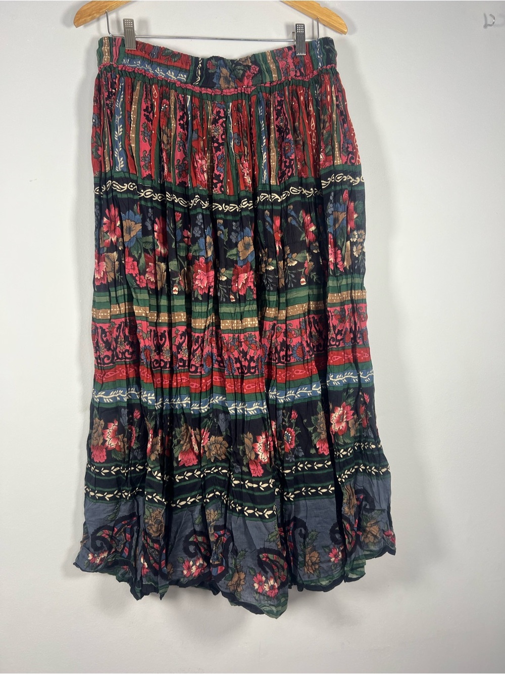 Backroad Blues Vintage Printed Skirt Drawstring Waist Cotton Size 10 - Picture 5 of 6